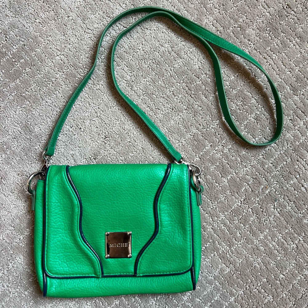 MICHE Jude Hip Bag (Retired) Green with Navy Trim, Removable Strap,